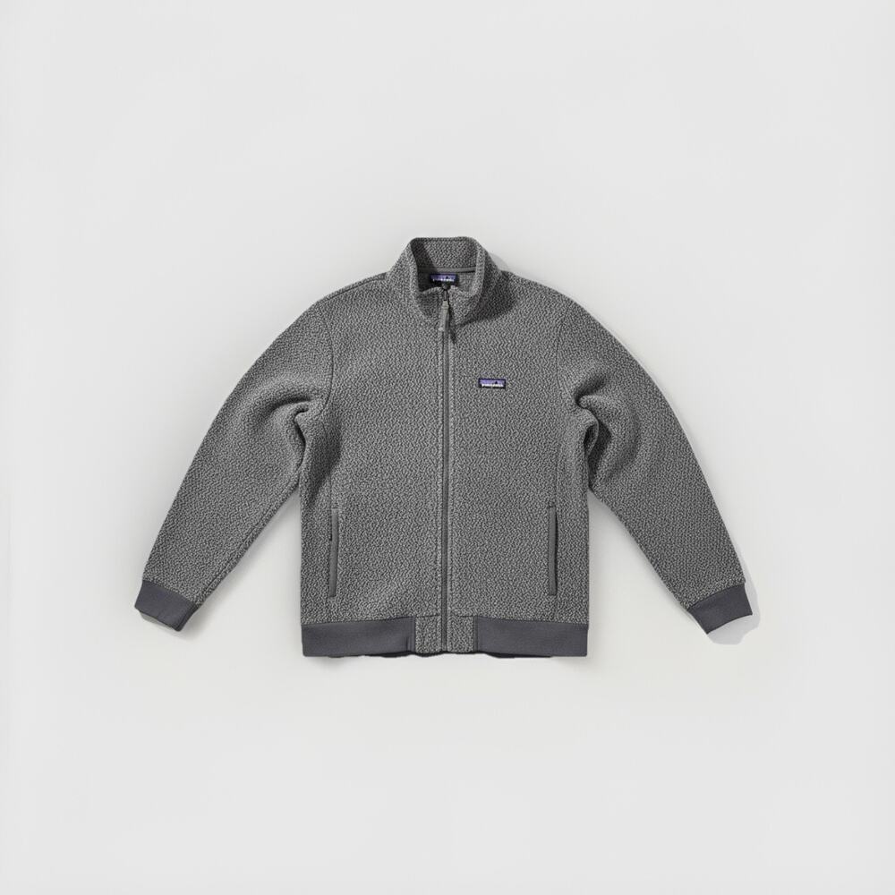 Patagonia Shearling Fleece Bomber Jacket Gray Full Zip Men’s Large Synchilla